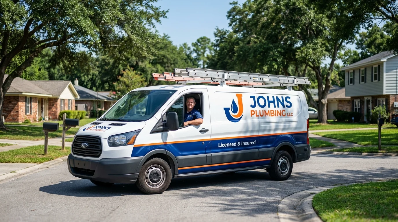 Johns Plumbing LLC service van in Blountsville, AL