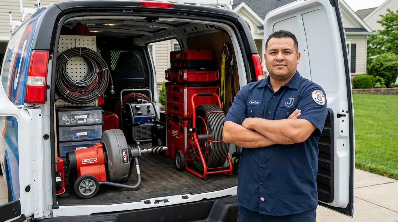 Professional drain cleaning equipment and Johns Plumbing LLC plumber in Blountsville
