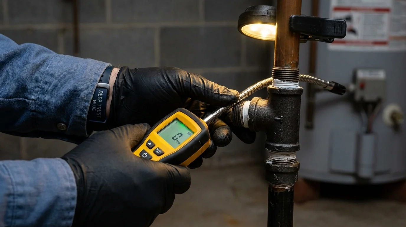 Gas leak detection with electronic sniffer by Johns Plumbing LLC in Blountsville