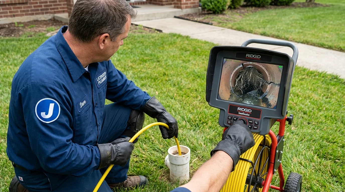 Sewer camera inspection being performed by Johns Plumbing LLC in Blountsville