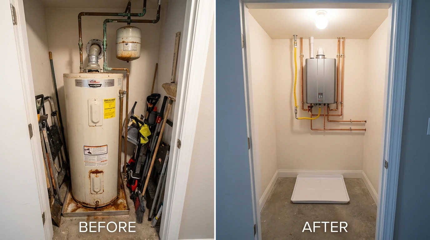 Tank water heater versus wall-mounted tankless unit comparison for Blountsville, AL homeowners